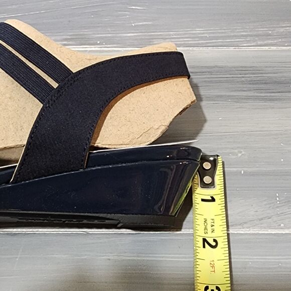 LifeStride‎ Womens Yolo Wedge Sandals Heels Soft System Navy Blue Size 7 Wide - Picture 13 of 13